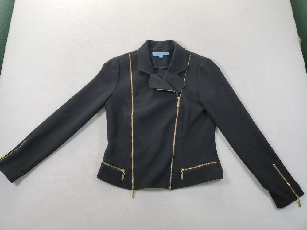 Antonio Melani Asymmetrical Zippered Lightweight Black Jacket Size Small